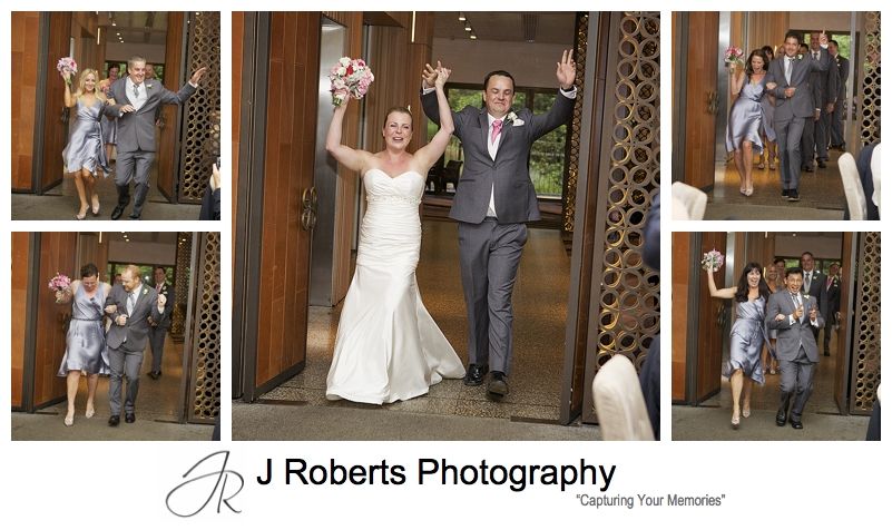 Bridal parties dancing entrance to sergeants mess mosman - sydney wedding photography 